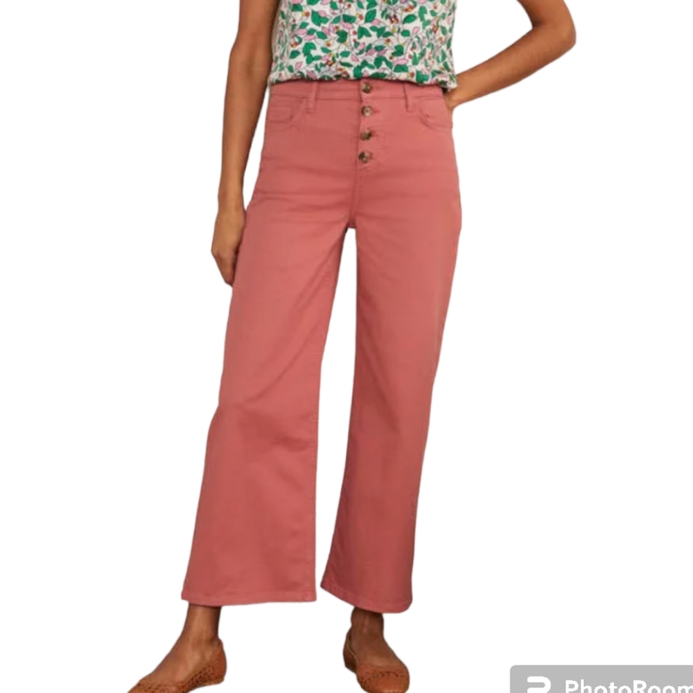 Boden Women's Plus Size Horn Button Wide Leg Crop Jeans in Dusty Rose - 16/18